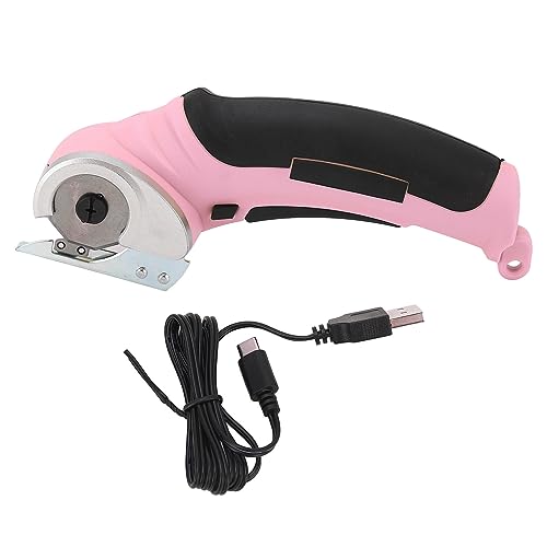 Kabellose Elektrische Schere Rotarys Stoffschneider 240 U/Min Handheld -Pappschneider mit Sicherheitsschloss Wiederaufladbar (PINK) von SEAFRONT