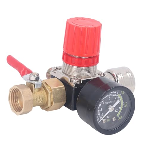 Luftkompressor-Druckregler-Set, Pneumatischer Werkzeugregler mit Manometer, 4-Wege-Ventil, 0–180 PSI, Europäischer Stil (1/2 Zoll Kugelhahn) von SEAFRONT