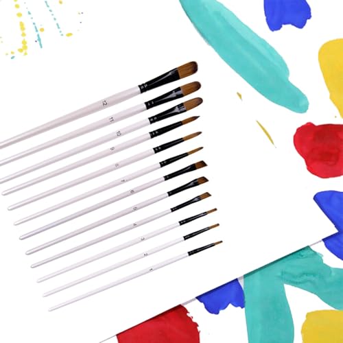 SEAFRONT 12 PCs Aquarellpinsel Pinsel Kit Nylon für Acryl -Tintenguuache -Detailwäsche Füllungen (12pcs Winkelbürsten) von SEAFRONT