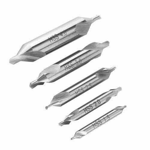 SEAFRONT 5pcs Hochgeschwindigkeits -Stahl -Mittelbohrbits Set 60 -Grad -Mittelbohrbohrwerkzeug für Drehmetallbearbeitungsgröße 1,5/2/2,5/3/4 Mm von SEAFRONT