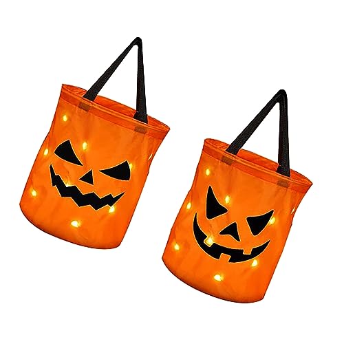 SEAFRONT Halloween Süßigkeiten Tasche, 2 Stück Kürbis LED Halloween Süßigkeitstüten Batteriebetriebene Wiederverwendbar, Leuchtende Halloween Kürbis Candy Bag für Kinder Halloween Party SEAFRONT Halloween Süßigkeiten Tasche, 2 Stück Kürbis LED Halloween Süßigkeitstüten Batteriebetriebene Wiederverwendbar, Leuchtende Halloween Kürbis Candy Bag für Kinder Halloween Party von SEAFRONT