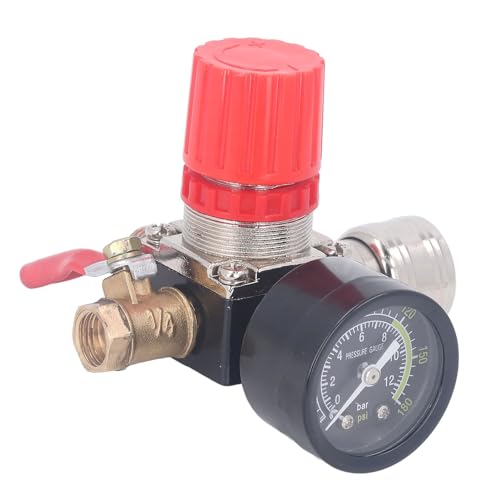 SEAFRONT Luftkompressor-Druckregler-Set, Pneumatischer Werkzeugregler mit Manometer, 4-Wege-Ventil, 0–180 PSI, Europäischer Stil (1/4 Zoll Kugelhahn) von SEAFRONT