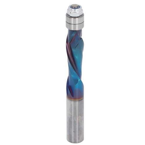 Solid Carbid Trimm Router Bit, Kompressionsspiralrouter Bit 1/2in Shank mit Zwei Kugellager, Nanoblau -Beschichtung, für Holzbearbeitung, Weichholz, Hartholz und Mehr von SEAFRONT