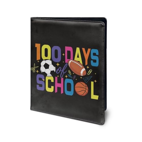 SEANATIVE Dokumentenmappe mit Fußball-Basketball-Druck, Leder, Padfolio-Organizer für Schule, Bürobedarf, 100 Tage Schule von SEANATIVE
