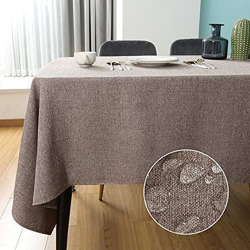 SEASHORE TREE Tischdecke Leinen Leinenoptik Tischdecke Abwaschbar Tischtuch Leinen Tischläufer Tischwäsche Eckig Wasserdicht Tischdecke Hellbraun 145 x 215 cm von SEASHORE TREE