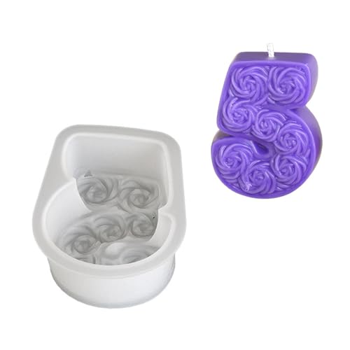 0-8 Rose Numbe Kerzenform Silikonform Duft Kerzenform Fondant Kuchenform Gussgussformen Federformen Formen von SEAYACK