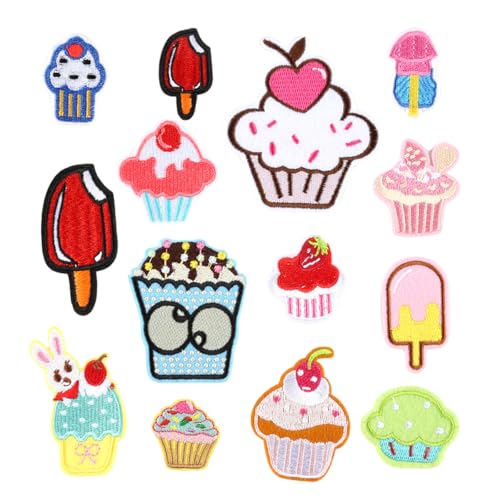 14 PCs Lebensmittelreparaturflecken Eisen Auf Flecken Bestickte Flecken Kuchen Auf Dekorativen Applikationen Für Kleidung Nähen von SEAYACK