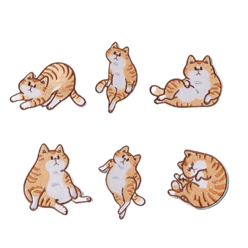 6 PCs Bestickte Pflaster Cartoon Katzen Nähen Flecken Eisen Auf Flecken Schöne Kätzchen Auf Flecken Für Kleiderbeutel Nähen von SEAYACK