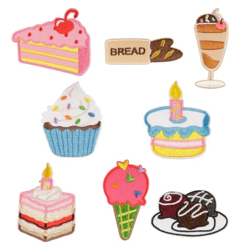 8 PCs Cartoon Cake Applique Flecken Broteisen Auf Flecken Eiscreme Bestickte Flecken Reparaturflecken Auf Flecken Nähen von SEAYACK