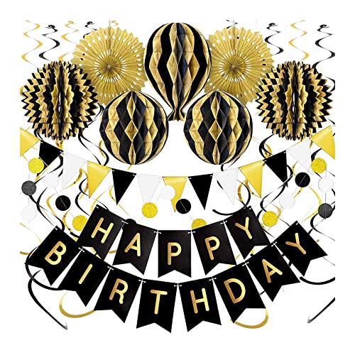 Geburtstagsparty-Dekoration, mehrfarbig, "Happy Birthday", mit Papierfächern, Girlande für Dreieckswimpelkette Geburtstagsparty-Dekoration, mehrfarbig, "Happy Birthday", mit Papierfächern, Girlande für Dreieckswimpelkette von SEAYACK