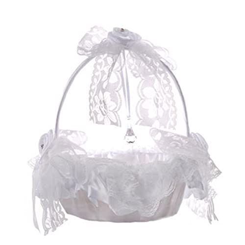 Hochzeits-Blumenmädchenkörbe mit Griff, elegant, weiß, kleines Stück, Blumenkorb, Schleife, Spitze u Hochzeits-Blumenmädchenkörbe mit Griff, elegant, weiß, kleines Stück, Blumenkorb, Schleife, Spitze u von SEAYACK