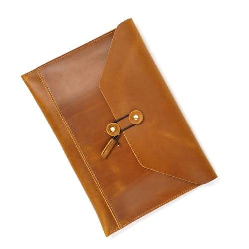 Leder Aktenordner Multifunktionale Dokumententasche mit mehreren Kartenfächern und Schnurverschluss, Leder Laptop Sleeve Case Leder Aktenordner Multifunktionale Dokumententasche mit mehreren Kartenfächern und Schnurverschluss, Leder Laptop Sleeve Case von SEAYACK