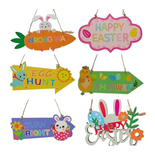SEAYACK 16 Stück/Set Osterdekoration Holzeier Anhänger Ostern Party Dekoration Hängende Ornament Handwerk Holzscheiben von SEAYACK