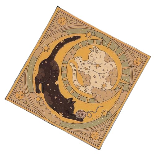 SEAYACK Divinationen Tischdecke Mondkatzen Muster Astrologie Tarotkarte Tischdecke Altars Stoff Göttlichkeit Brettspielzubehör von SEAYACK