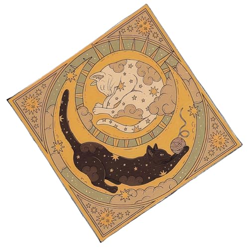 SEAYACK Divinationen Tischdecke Mondkatzen Muster Astrologie Tarotkarte Tischdecke Altars Stoff Göttlichkeit Brettspielzubehör von SEAYACK