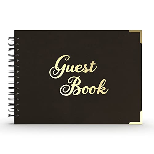 SEAYACK Gästebuch mit 82 Seiten, schwarzes Gästebuch für Empfang, Hochzeit, Brautparty, Babyparty, Geburtstag, Abschlussfeier von SEAYACK