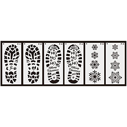 Weihnachtsmann-Schablone, wiederverwendbar, Fußabdruck, Schneeflocken, Schablone zum Malen auf dem Boden, Weihnachtsdekoration von SEAYACK
