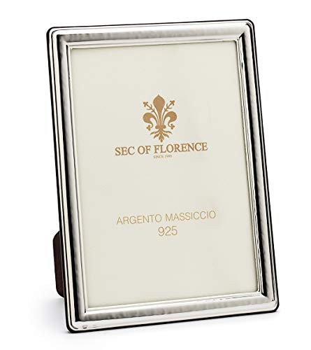 SEC OF FLORENCE 7372/18 x 24 Bilderrahmen aus massivem 925er Silber mit Rückseite aus Mahagoni-Holz von SEC OF FLORENCE