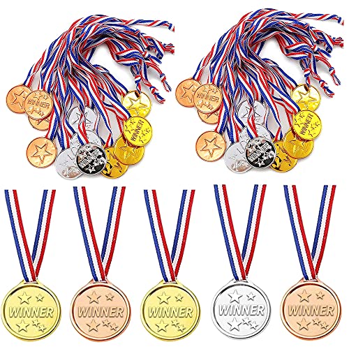 SECALIFE 60 Stück Gewinnermedaillen, Gold Silber und Bronze Medaillen für Kinder Gewinner Kunststoff Medaillen Auszeichnungen für Schule Sport Tag oder Mini Olympia Event Party Dekorationen von SECALIFE