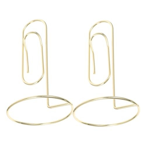 2 Stück Goldene Metall Kartenhalter Kreative Tischkarten und Notizen Clip Halter für Fotos Memo Stand und Tischnummern Eleganter Schreibtisch Organizer für Büro und Veranstaltungen von SECFOU