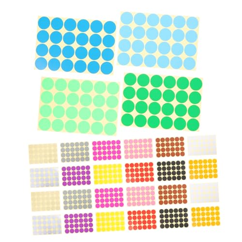 32 Blatt Runde Farbige Punkt Aufkleber Selbstklebende Dot Sticker für Effektive Klassenzimmer und Büroorganisation Codieren und Markieren von SECFOU