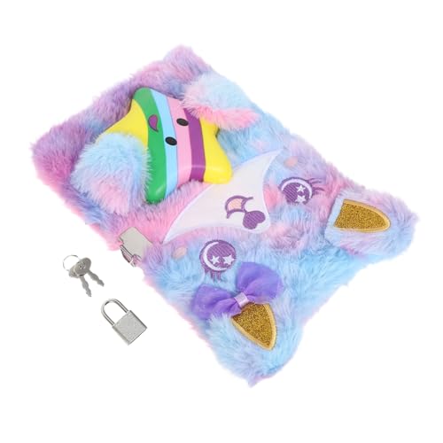 Kawaii Fluffy Notizbuch mit Schloss Weiches Plüsch Tagebuch für Fuzzy Cartoon Schreibbuch für Schule Reisen und Büro Niedliches Design mit Tierischen Charakteren von SECFOU