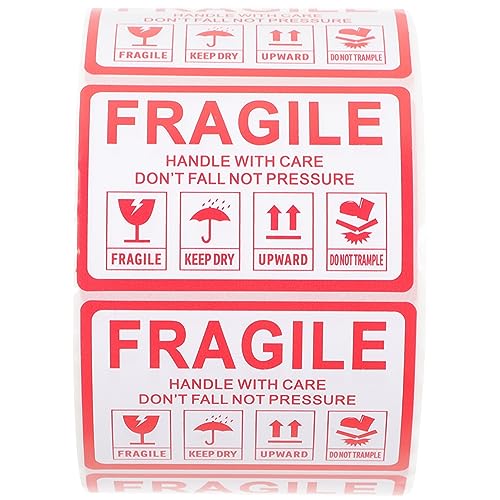 SECFOU 1 Rolle Selbstklebende Fragile Versandetiketten Warnaufkleber für Zerbrechliche Güter für Verpackungen Kartons und von SECFOU