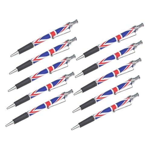 SECFOU 10 Stück Teiliges Britische Muster Kugelschreiber mit Patriotischem Flaggen-design Schwarzer Tinte Komfortablem Klickmechanismus für Büro Schule und Zuhause Glattes Schreiben von SECFOU