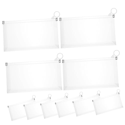 SECFOU 10 Stück Verdickte Transparente Dreidimensionale Dokumententasche, Bleistift Organizer, Stifttasche, Bleistifttasche, Große Tragbare Bleistifttasche, Reißverschluss Design, von SECFOU