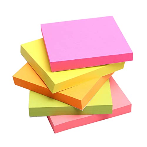 SECFOU 100 Blatt Pack Quadratische Haftnotizen Bunte Selbstklebende Notizzettel für Büro und Schule für Erinnerungen und To Do Listen Zufällige Farbe Zufällige Farbe von SECFOU