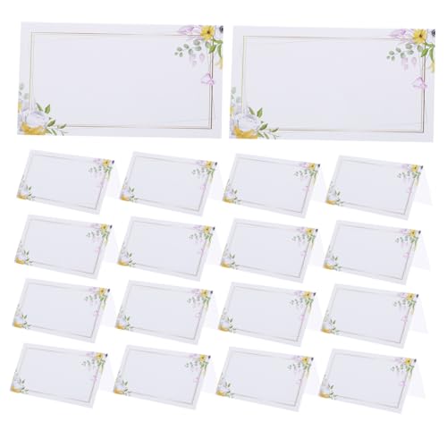 SECFOU 100 Stück Blumen Sitzplatzkarten für Hochzeit Party Tischdeko Faltbare Namenskarten mit Glatter Schreibfläche Bedruckbar für Empfang Bankett Babyparty Geburtstagsfeier von SECFOU