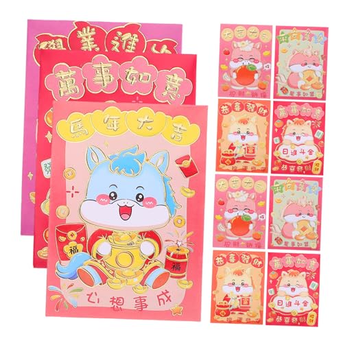 SECFOU 120 Stück Karton Pferd Rote Umschläge Jahr Des Pferdes Traditionelle Chinesische Frühlingsfest Hongbao Glücksumschläge für Lunar Year Party Favor von SECFOU