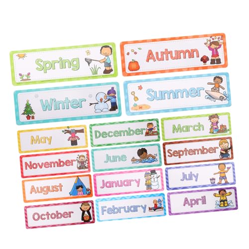 SECFOU 16 Stück Teiliges Set Englische Monats und Jahreszeiten Lernkarten für Bunte Flashcards zur Sprachförderung und Klassenzimmerdekoration für Kindergarten und Zuhause SECFOU 16 Stück Teiliges Set Englische Monats und Jahreszeiten Lernkarten für Bunte Flashcards zur Sprachförderung und Klassenzimmerdekoration für Kindergarten und Zuhause von SECFOU