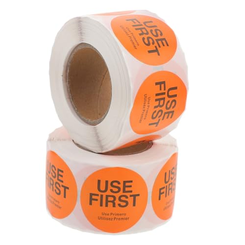 SECFOU 2 Rollen Use First Aufkleber Selbstklebende Runde Etiketten für Lebensmittel pro Rolle für Küchen Lagerverwaltung und Versand SECFOU 2 Rollen Use First Aufkleber Selbstklebende Runde Etiketten für Lebensmittel pro Rolle für Küchen Lagerverwaltung und Versand von SECFOU