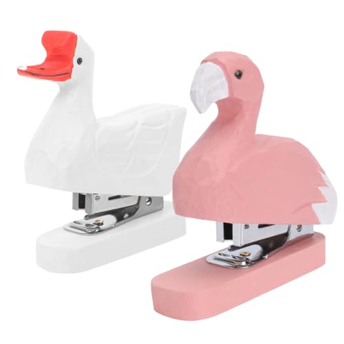 SECFOU 2 Stück Holzhefter In Tierform, Büro Schreibtischbedarf, Mini Hefter Mit Heftklammern, Home Office Bedarf, Desktop Hefter, Tierskulptur, Bürodekoration, Kleiner Hefter Für Den von SECFOU