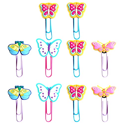SECFOU 20 Stück Cartoon Schmetterling Lesezeichen Papier Clips Set Wiederverwendbare Büroklammern für Schüler und Bürobedarf für Notizen und Dokumente von SECFOU