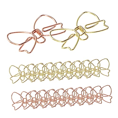 SECFOU 20Stücke Kreative Bogenknoten Papierclips aus Praktische und Dekorative Büroklammern Roségold für Dokumente Fotos und von SECFOU