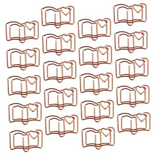SECFOU 20Stücke Teilige Buchförmige Lesezeichenclips aus Büroklammern für Memos Notizen und Fotos Stilvolle Deko für Büro Robuste und Langlebige Clips von SECFOU