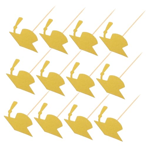 SECFOU 24 Stück Teiliges Graduation Cupcake Topper in Gold Abschlusskappen Tortendeko Einfach zu Verwenden für Schulabschluss Abi und Partykuchen Dekoration von SECFOU