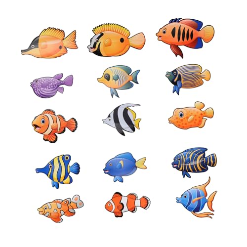SECFOU 3 Sätze Abnehmbare Wandsticker Tropische Fische Papierdekoration Klassenzimmer DIY Dekor Kinderzimmer Party Zubehör Einfache Anwendung Rückstandslos Entfernbar von SECFOU