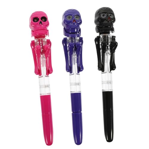 SECFOU 3 Stück Gruseliger Halloween Kugelschreiber Teilig Leuchtende Cartoon Kürbis und Totenkopf Motiv Bunte Schreibstifte für Schüler Kreative Party und Geschenkidee SECFOU 3 Stück Gruseliger Halloween Kugelschreiber Teilig Leuchtende Cartoon Kürbis und Totenkopf Motiv Bunte Schreibstifte für Schüler Kreative Party und Geschenkidee von SECFOU