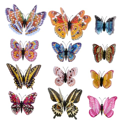 SECFOU 36 Stück Teiliges Schmetterling Wanddekor Doppellagige Leuchtende Nachtlicht Aufkleber Selbstklebend Vielseitig für Kühlschrank Wände Partys und DIY Bastelprojekte von SECFOU