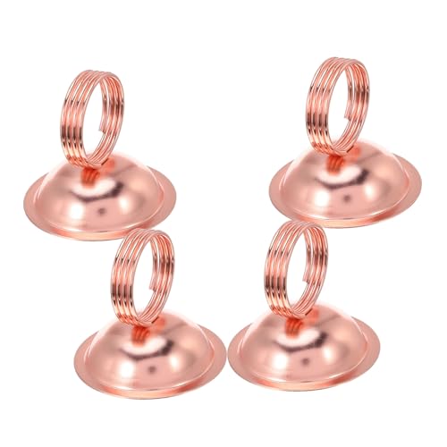 SECFOU 4 Stück Multifunktionaler Metall kartenhalter Rosegold Rundfuß Stabile Memo Fotoklammer für Tisch Büro Home Dekoration Organisator von SECFOU