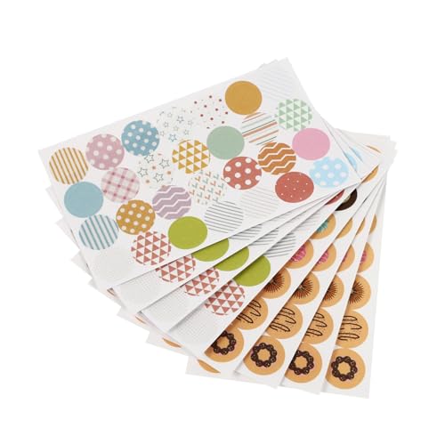 SECFOU 40 Blatt Teiliges Lochverstärkungsaufkleber für Schnellhefter Bunte Papieretiketten mit Geometrischen und Donut mustern Selbstklebend und Transparent zur Reparatur und Verstärkung von SECFOU