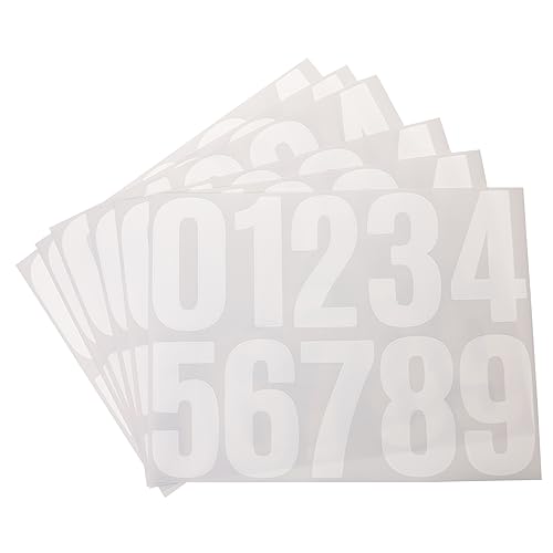 SECFOU 6 Bögen Zahlenaufkleber Briefkastennummernaufkleber Weiße Briefkastennummern Zahlenaufkleber Für Mülleimer DIY Briefkastennummern Für Draußen Mülleimernummernaufkleber von SECFOU