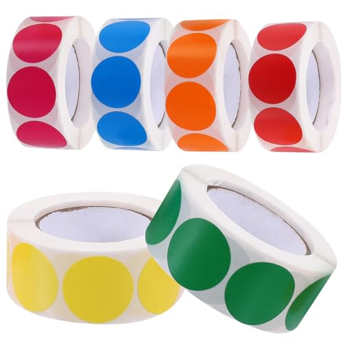 SECFOU 6 Rollen Bunte Punktetiketten Zum Versiegeln, Blanko, Handgefertigt, Klassifizierungsmarkierungsaufkleber, Runde Aufkleber, Farbige Aufkleber, Codierte Aufkleber, von SECFOU