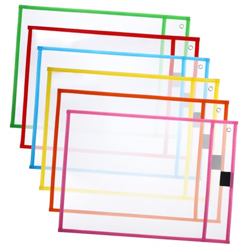 SECFOU 6 Stück Abwischbare Dokumententaschen Hüllen für Loose Leaf Reusable Schreibmappe für Büro Schule und Zuhause für Leichte Materialien Transparent und Leicht zu von SECFOU
