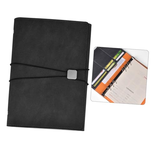 SECFOU Business Notizbuch Fach mit PU Leder Umschlag Stifthalter und Münzfach Kreatives Tagebuch mit Verschlussband Nachfüllbares Ringbuch für Büro und Alltag von SECFOU