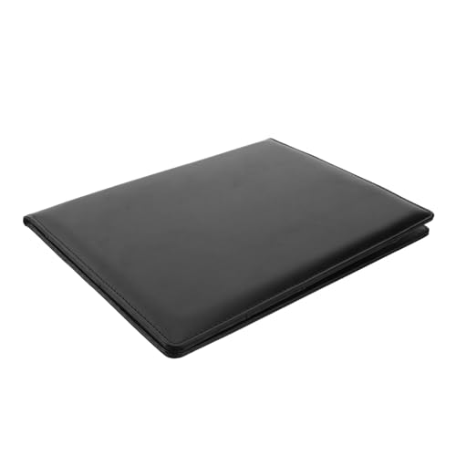 SECFOU Leder Aktenordner Multifunktionale Dokumentenmappe mit Edelstahlclip für Büro Schule Zuhause Schwarz von SECFOU