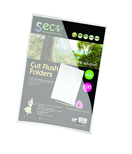Seco A4 Cut Flush-Klarsichthüllen. Aus 50 % Recyclingmaterial, 100 % biologisch abbaubar - Matt klar (100er-Pack) von SECO